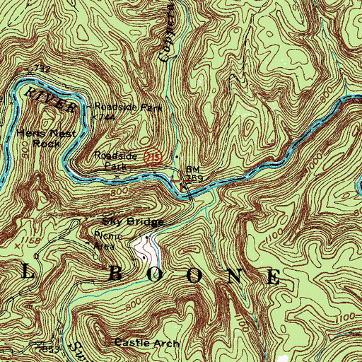 Topographic Map of Copperas Creek, KY