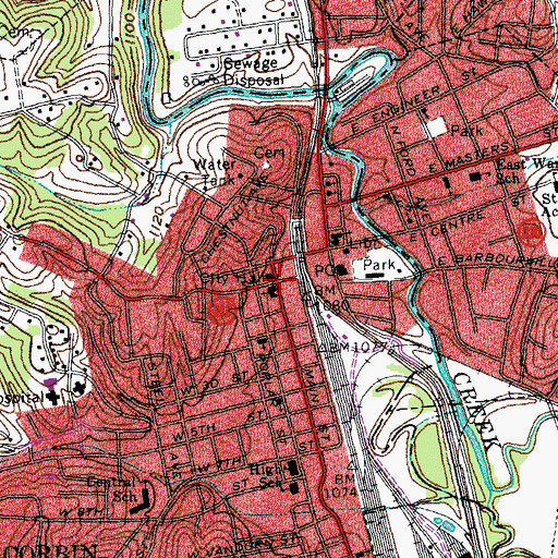 Topographic Map of Corbin, KY