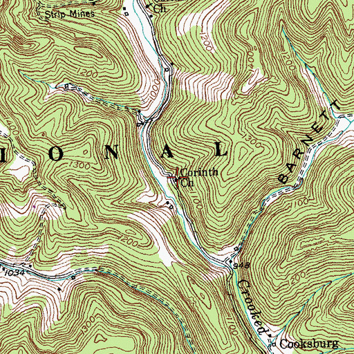 Topographic Map of Corinth Church, KY