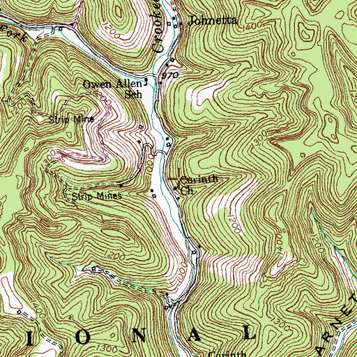 Topographic Map of Corinth Church, KY