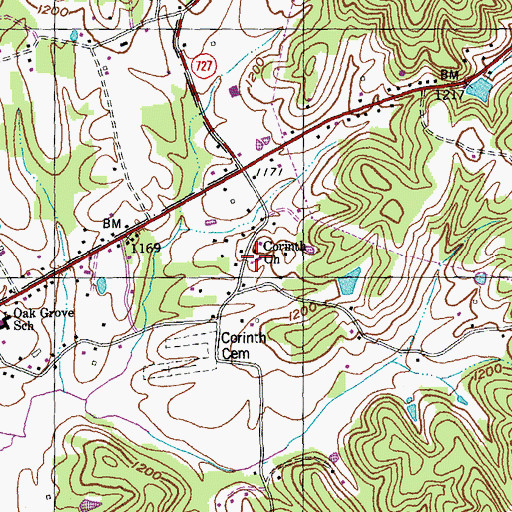Topographic Map of Corinth School, KY