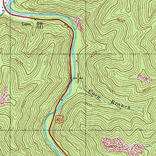 Topographic Map of Corn Branch, KY