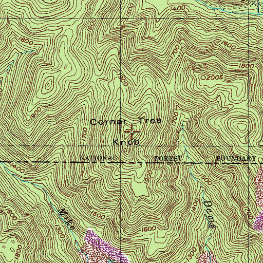 Topographic Map of Corner Tree Knob, KY
