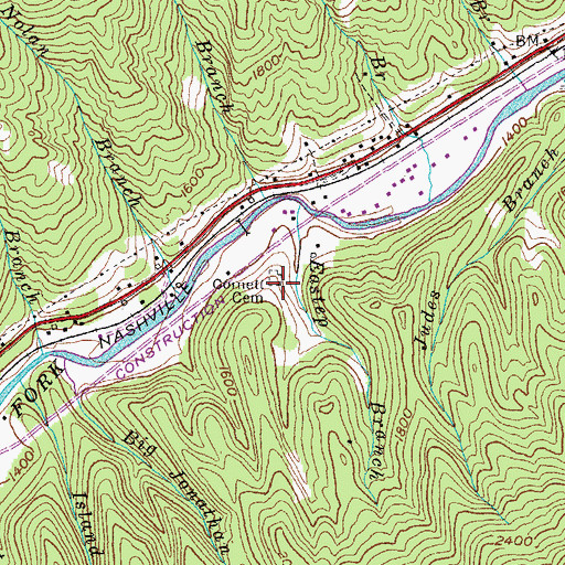 Topographic Map of Cornett Cemetery, KY