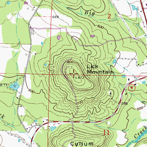 Topographic Map of Lick Mountain, AR