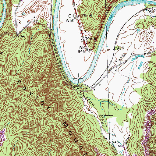 Topographic Map of Cotton Creek, KY