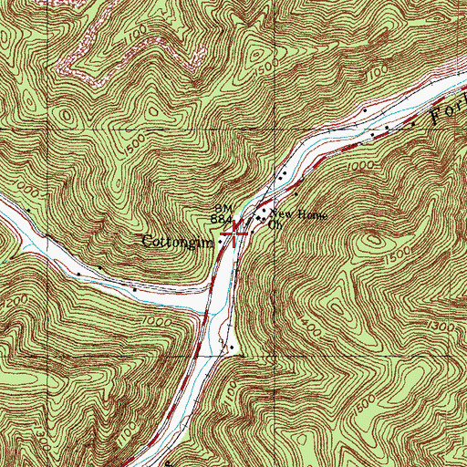 Topographic Map of Cottongim, KY
