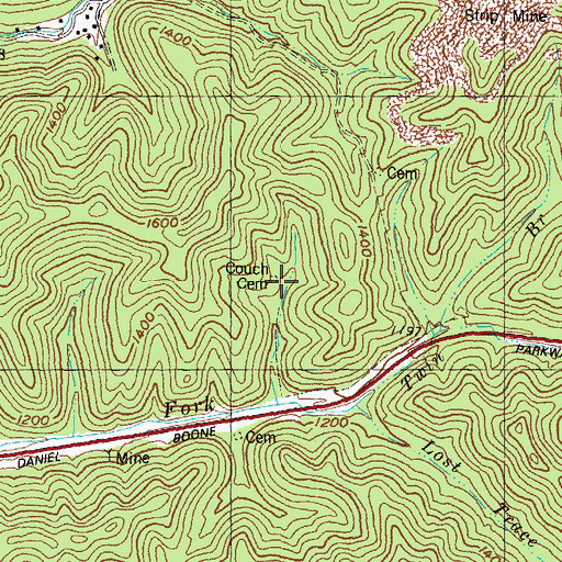 Topographic Map of Couch Cemetery, KY