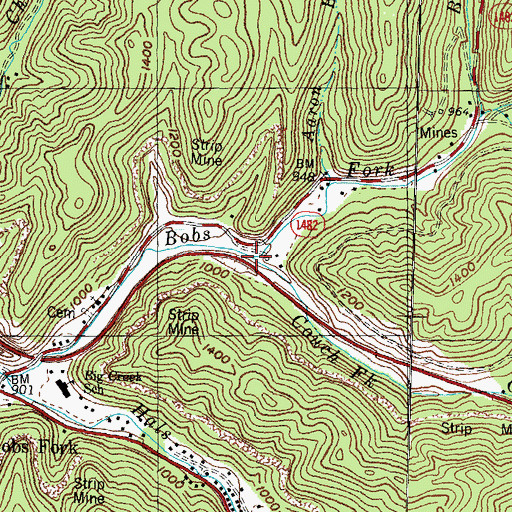 Topographic Map of Couch Fork, KY