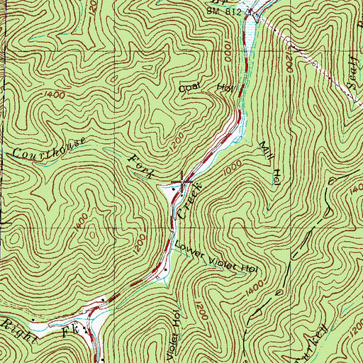 Topographic Map of Courthouse Fork, KY