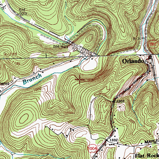 Topographic Map of Cove Branch, KY