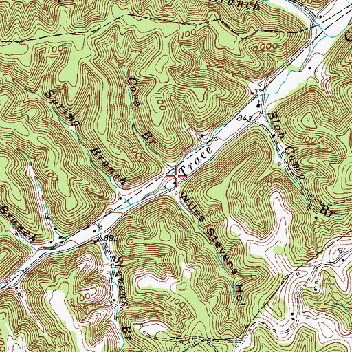 Topographic Map of Cove Branch, KY