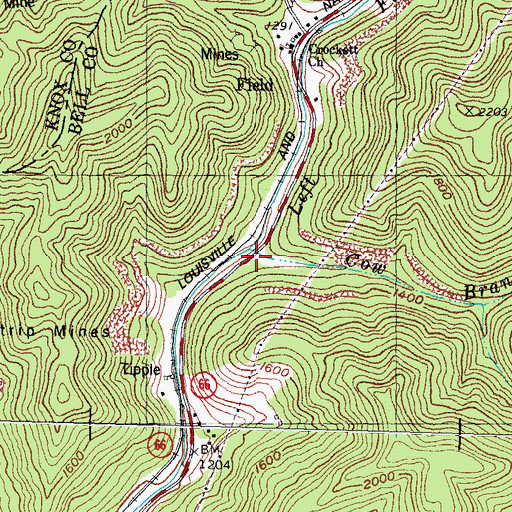 Topographic Map of Cow Branch, KY