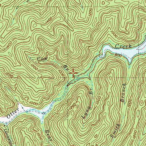 Topographic Map of Cow Branch, KY