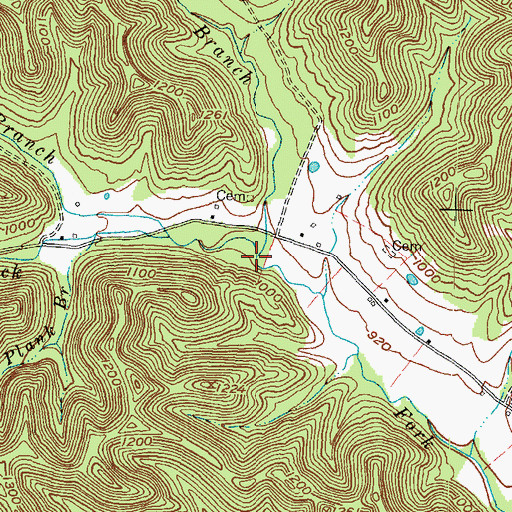 Topographic Map of Cow Branch, KY