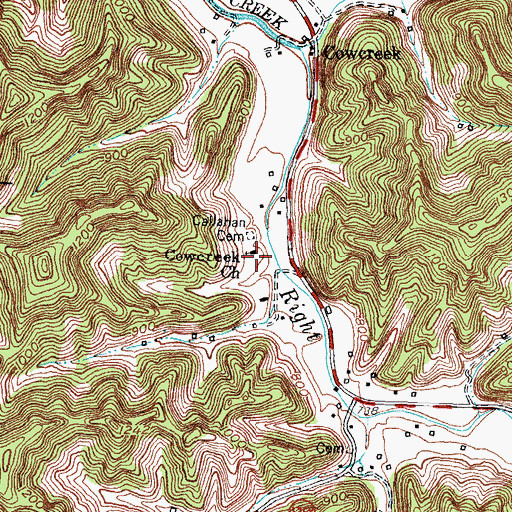 Topographic Map of Cowcreek Church, KY