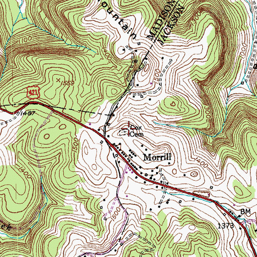 Topographic Map of Cox Cemetery, KY
