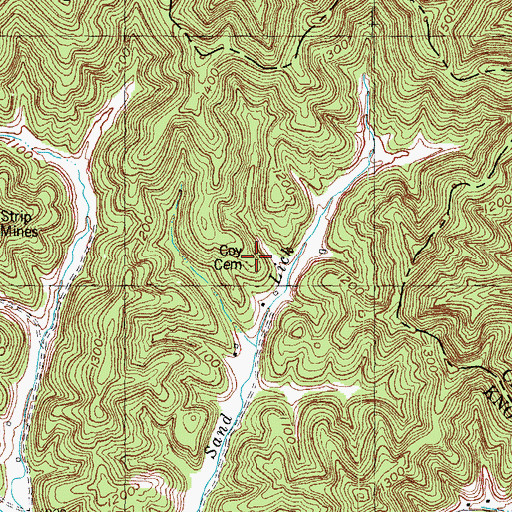 Topographic Map of Coy Cemetery, KY