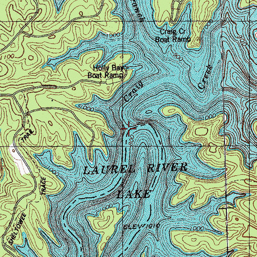 Topographic Map of Craig Creek, KY
