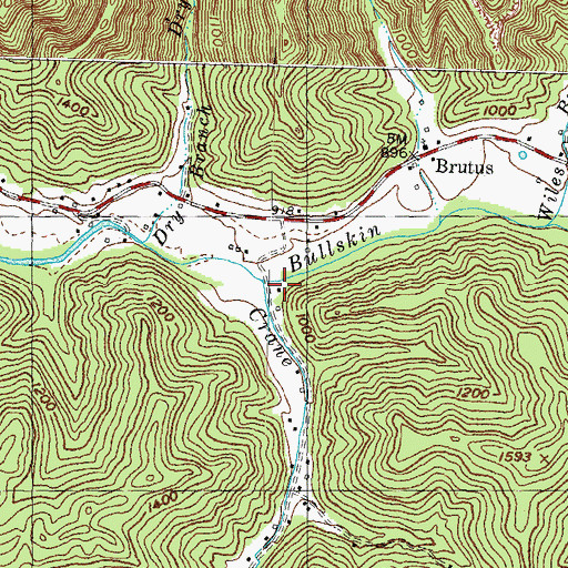Topographic Map of Crane Branch, KY