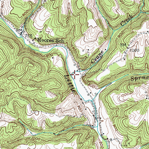 Topographic Map of Crane Creek, KY