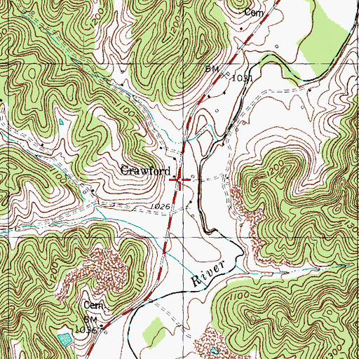 Topographic Map of Crawford, KY