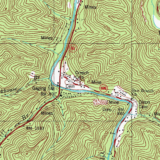 Topographic Map of Creech Cemetery, KY