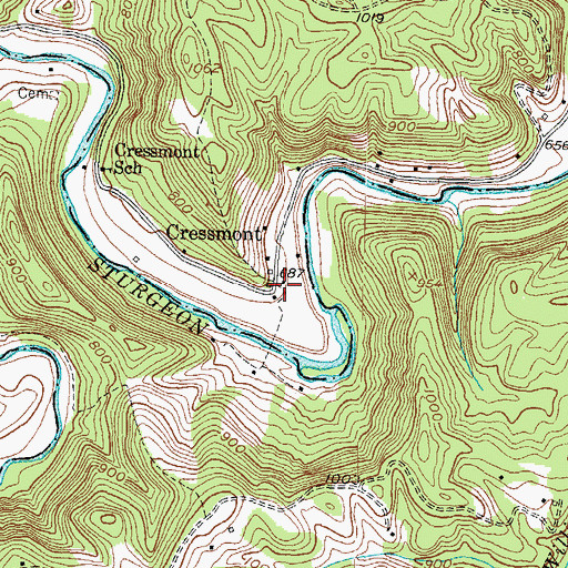 Topographic Map of Cressmont, KY