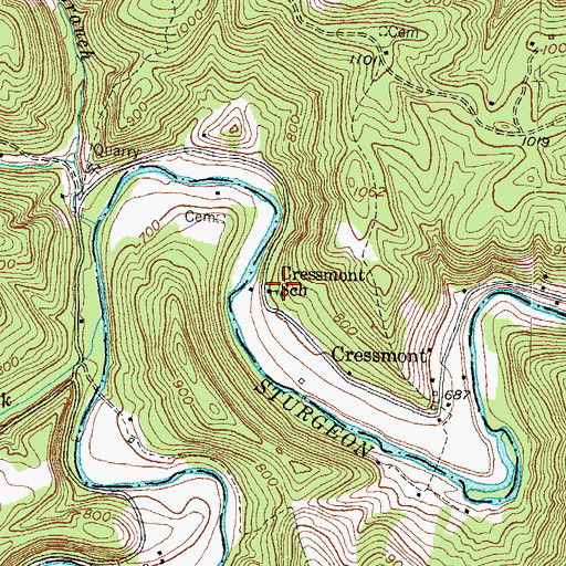 Topographic Map of Cressmont School, KY