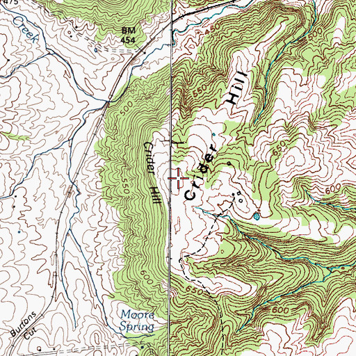 Topographic Map of Crider Hill, KY