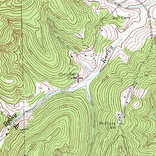 Topographic Map of Criswell Cemetery, KY