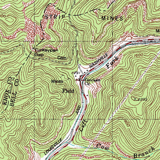 Topographic Map of Crockett Church, KY
