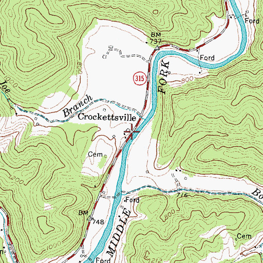 Topographic Map of Crockettsville, KY