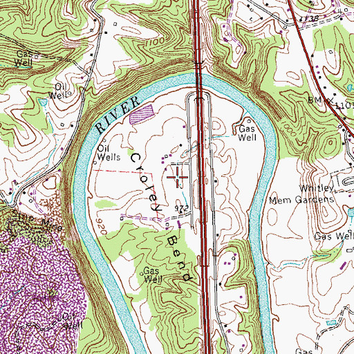 Topographic Map of Croley Bend, KY
