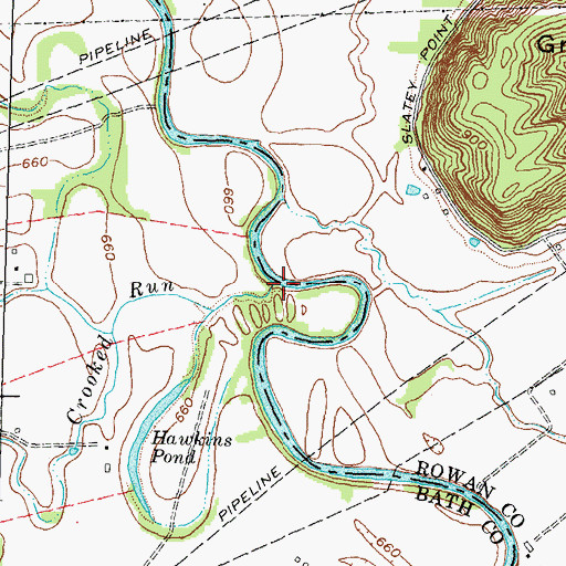 Topographic Map of Crooked Run, KY