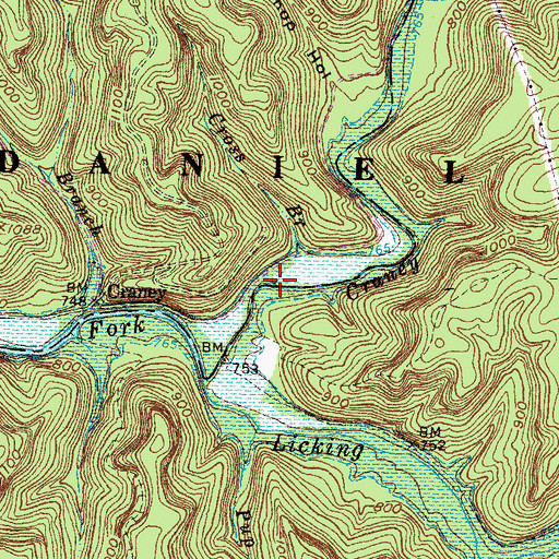 Topographic Map of Cross Branch, KY