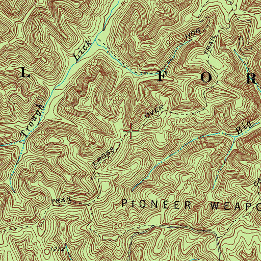 Topographic Map of Cross Over Trail, KY