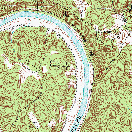 Topographic Map of Crouch Cemetery, KY