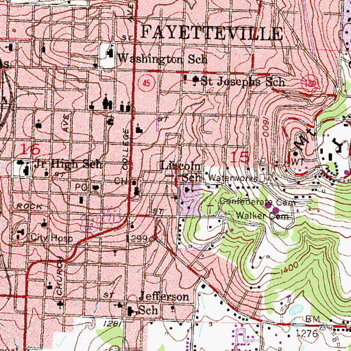 Topographic Map of Lincoln School, AR