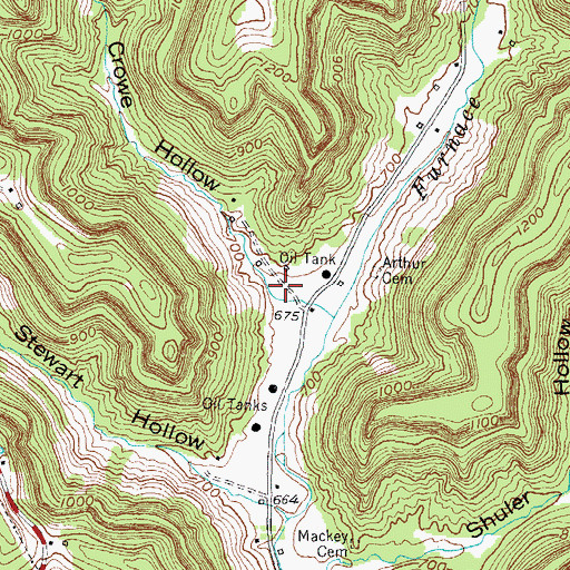 Topographic Map of Crowe Hollow, KY