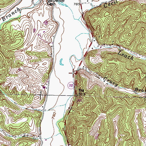 Topographic Map of Cruey Branch, KY