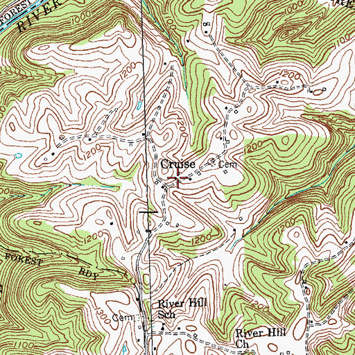 Topographic Map of Cruise, KY