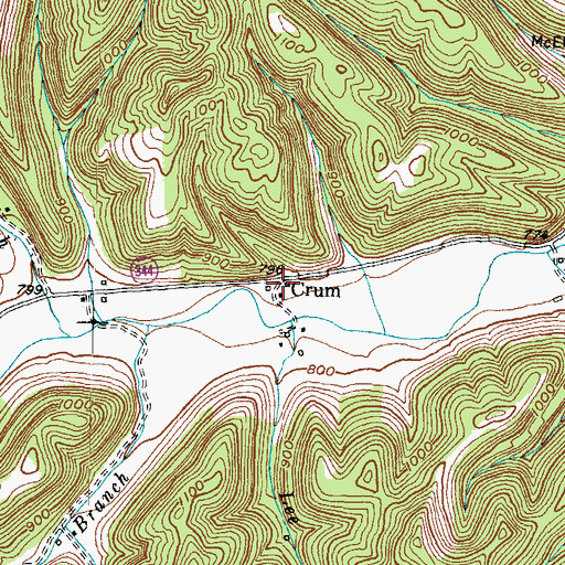 Topographic Map of Crum, KY