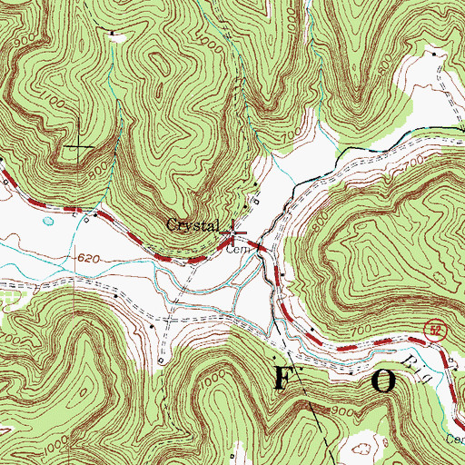 Topographic Map of Crystal, KY