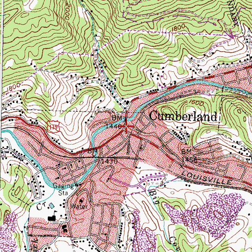 Topographic Map of Cumberland, KY