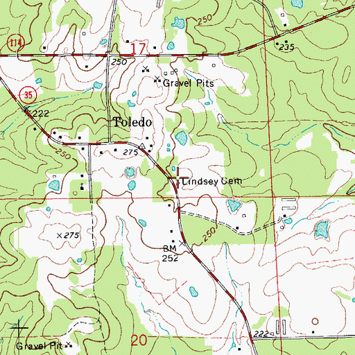 Topographic Map of Lindsey Cemetery, AR