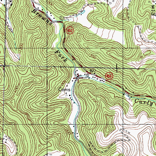 Topographic Map of Curly Fork, KY