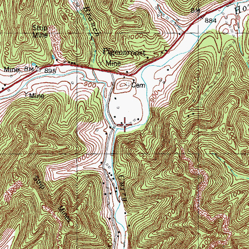 Topographic Map of Curry Branch, KY
