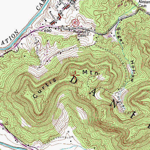 Topographic Map of Curtis Mountain, KY