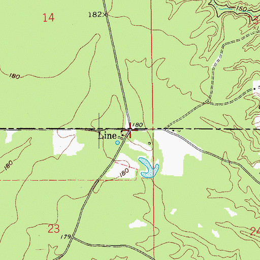 Topographic Map of Line, AR